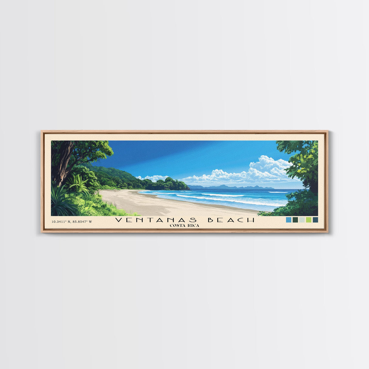 Ventanas Beach, Costa Rica Panoramic Print, Vacation Gift, Costa Rica Wall Art, Beach Painting, Beach Decor, Beach Or Lakehouse Art