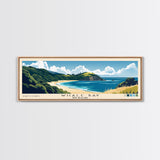 Whale Bay, New Zealand Panoramic Beach Print, Vacation Gift, New Zealand Wall Art, Framed Canvas Print, Framed Beach Painting