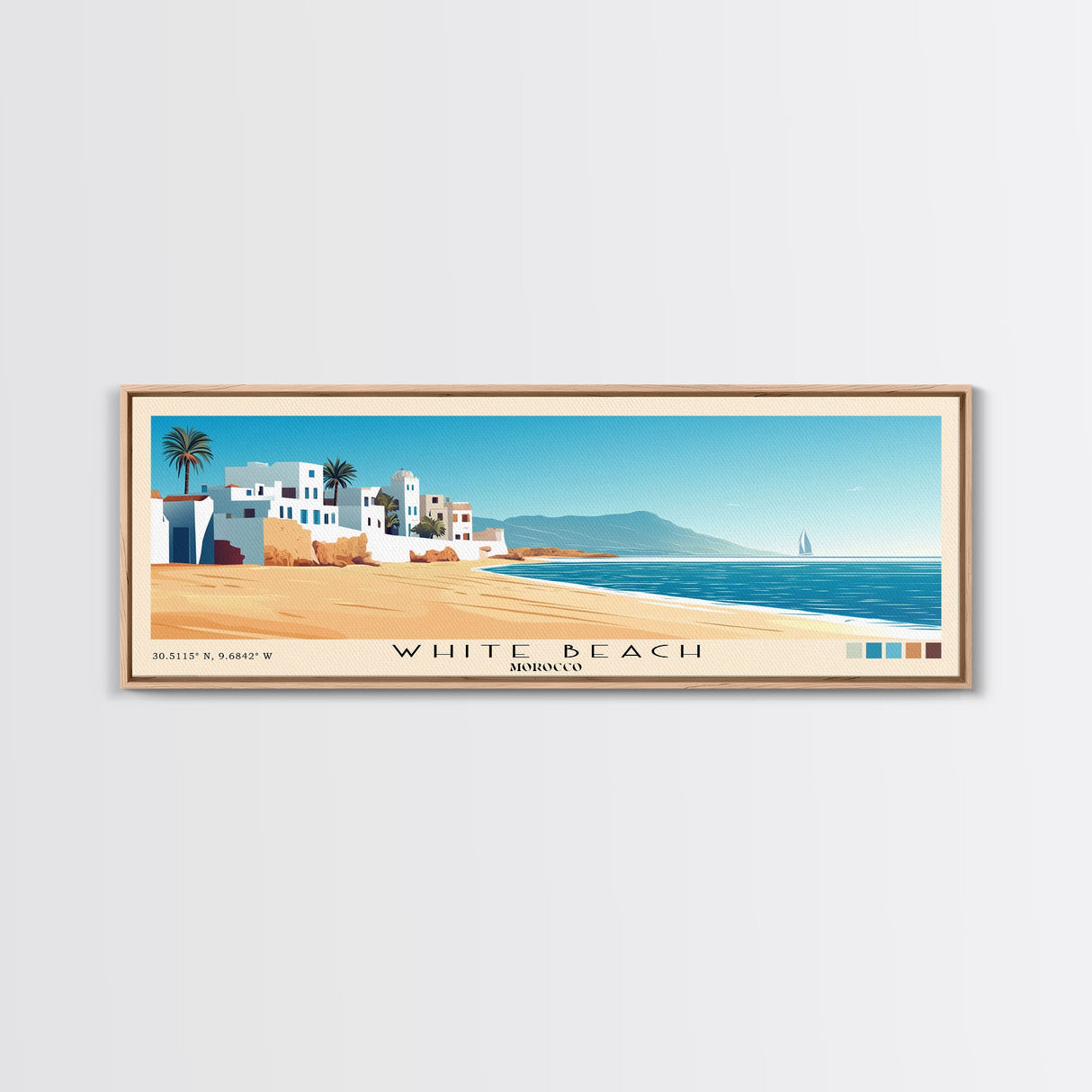 White Beach, Morocco Panoramic Print, Vacation Gift, Morocco Wall Art, Vacation Wall Art, Vacatation Memories, Beach Decor, Beach Or Lakehouse Art