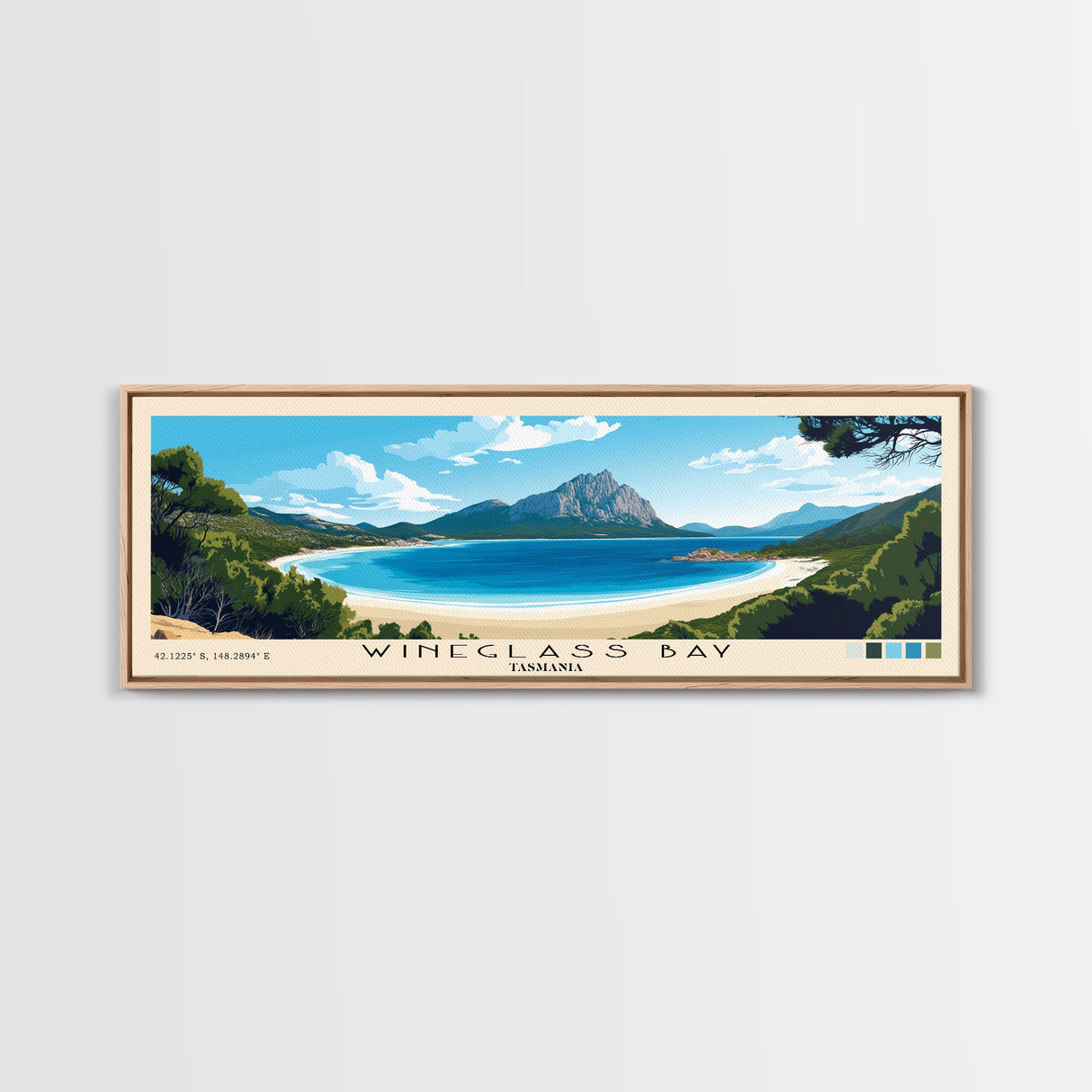 Wineglass Bay, Tasmania Panoramic Print, Vacation Gift, Tasmania Wall Art, Vacation Wall Art, Vacatation Memories, Beach Decor, Beach Or Lakehouse Art