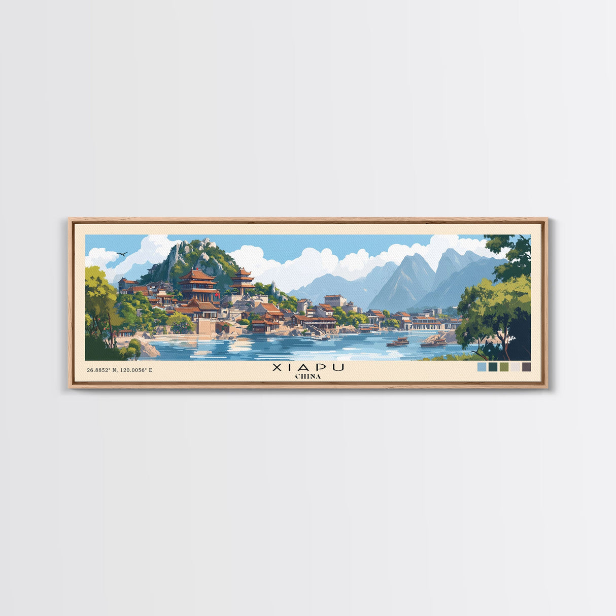 Xiapu, China Panoramic Print, Vacation Gift, China Wall Art, Beach Painting, Beach Decor, Large Wall Art, Wood Frame Art