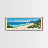 Yurigahama Beach, Japan Panoramic Print, Vacation Gift, Japan Wall Art, Beach Painting, Beach Decor, Large Wall Art, Wood Frame Art