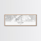 Panoramic Cape Coral City Map, Florida Art, Map Print, Minimalist Wall Art, Canvas Art, Housewarming Gift, Street Map Art, Closing Gift