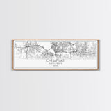 Panoramic Chesapeake City Map, Virginia Art, Map Print, Minimalist Wall Art, Canvas Art, Housewarming Gift, Street Map Art, Closing Gift