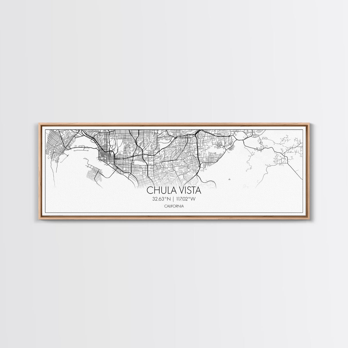 Panoramic Chula Vista City Map, California Art, Map Print, Minimalist Wall Art, Canvas Art, Housewarming Gift, Street Map Art, Closing Gift