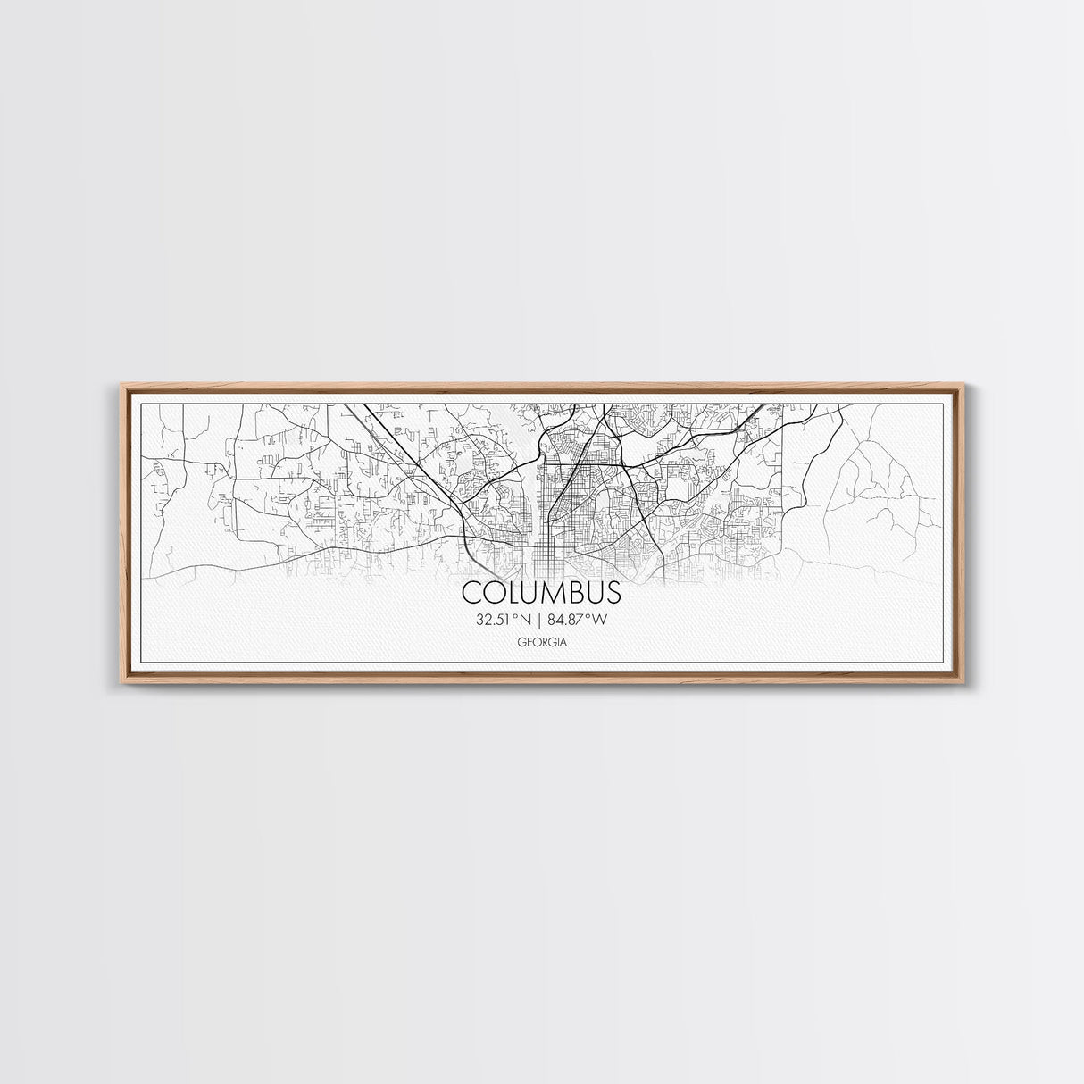 Panoramic Columbus City Map, Georgia Art, Map Print, Minimalist Wall Art, Canvas Art, Housewarming Gift, Street Map Art, Closing Gift