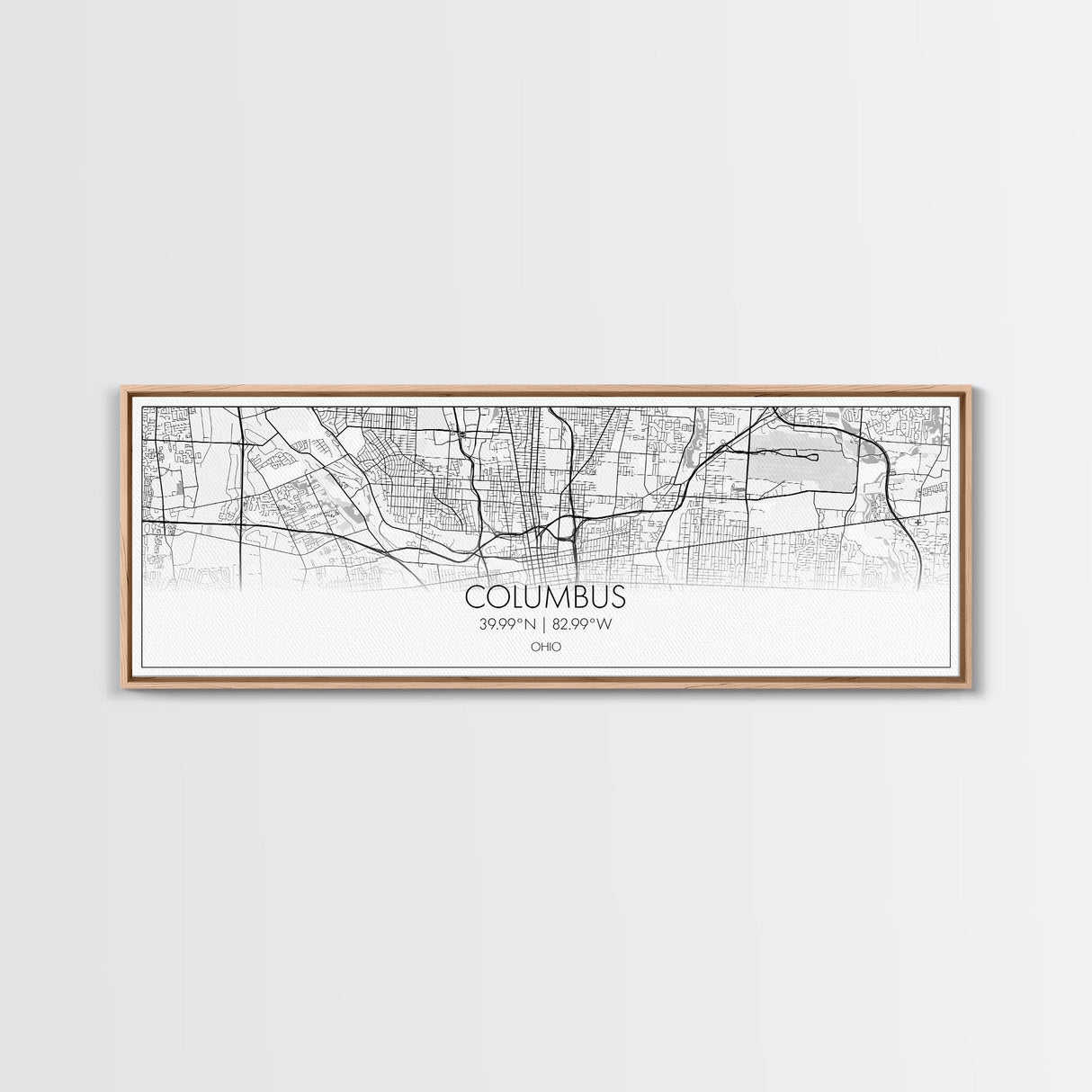 Panoramic Columbus City Map, Ohio Art, Map Print, Minimalist Wall Art, Canvas Art, Housewarming Gift, Street Map Art, Closing Gift