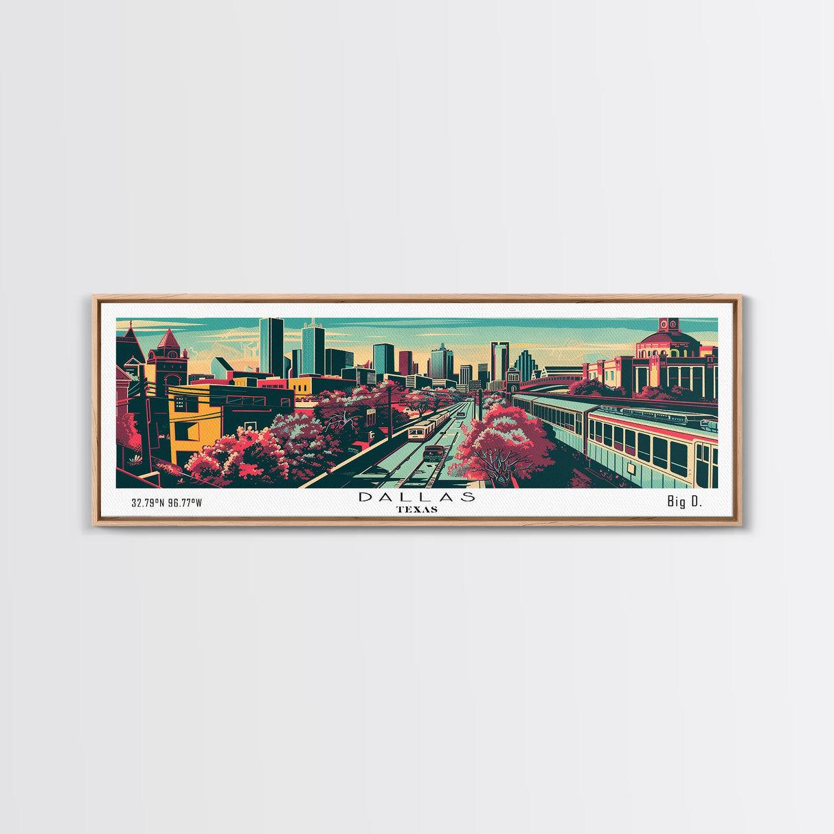 Dallas Texas Panoramic Travel Poster Canvas Print