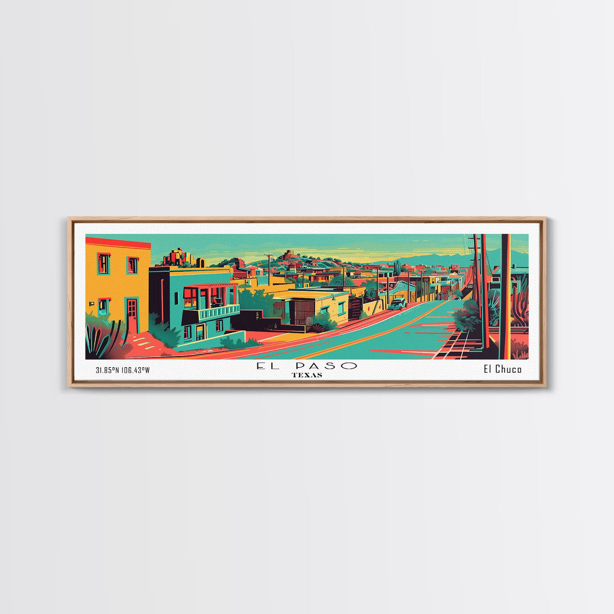 El Paso Texas Panoramic Travel Poster Canvas Print