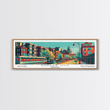 Kansas City Missouri Panoramic Travel Poster Framed Canvas Print, Mid Century Modern Art, Pop Art Style, Wall Art, Wall Decor, Home Decor, Retro Style Art