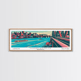 Minneapolis Minnesota Panoramic Wall Art Framed Canvas Print, Travel Poster, Mid Century Modern Art, Pop Art Style, Home Decor, Office Art