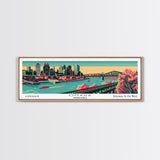 Omaha Nebraska Panoramic Painting Framed Canvas Print, Travel Poster, Mid Century Modern Art, Pop Art Style, Wall Art, Home Decor