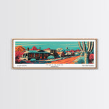 Tucson Arizona Panoramic Wall Art Framed Canvas Print, Travel Poster, Mid Century Modern Art, Pop Art Style, Wall Decor, Office Art