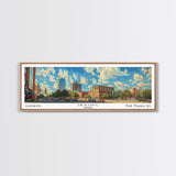Irving Texas Panoramic Wall Art, Watercolor Framed Canvas Print, Urban Cityscape for Living Room, Travel Poster, Home Decoration