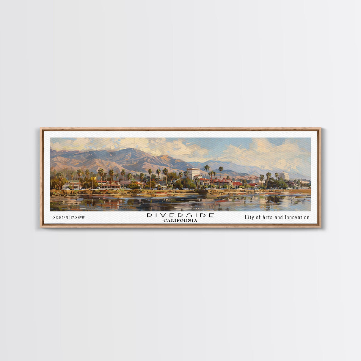 Riverside California Panoramic Print, Creative Framed Canvas Print, Travel Poster Art, Living Room Decor, Home Wall Art, Gift Idea