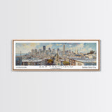 San Francisco California Panoramic Print, Beautiful Framed Canvas Print, Travel Poster Art, Home Decor, Living Room Wall Art