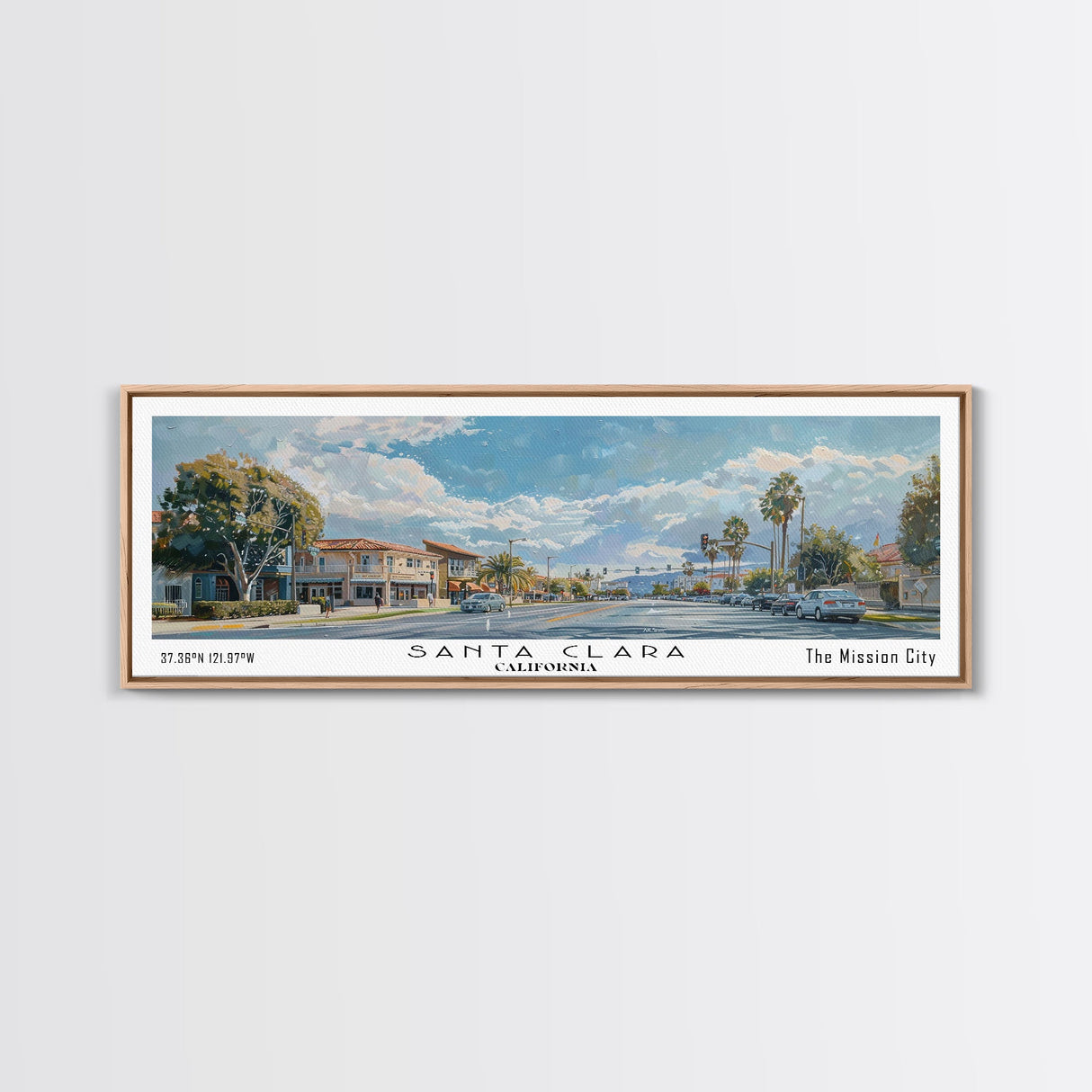 Santa Clara California Panoramic Print, Creative Framed Canvas Print, City Travel Poster, Home Decoration, Wall Art, Office Gift