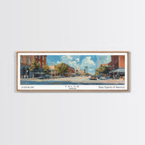 Tyler Texas Panoramic Wall Art, Framed Canvas Print, Retro Style Travel Poster, Unique Living Room Decor, Artistic Office Piece, Original Gift