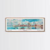 Virginia Beach Virginia Panoramic Painting, Framed Canvas Print, Retro Style Travel Poster, Unique Home Decor, Artistic Office Wall Art