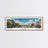 Waterbury Connecticut Panoramic Painting, Framed Canvas Print, Artistic Travel Poster, Retro Wall Art, Unique Office Decor, Living Room Gift