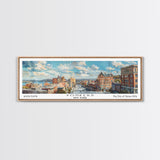 Yonkers New York Panoramic Framed Canvas Print, Retro Style Travel Poster, Artistic Wall Art, Unique Office Decor, Living Room Gift