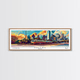 Dallas Texas Panoramic Wall Art Framed Canvas Print, Mid Century Modern Art, Pop Art Style, Travel Poster, Home Decor, Wall Hanging