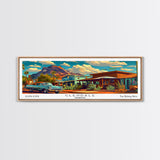 Glendale Arizona Panoramic Painting Framed Canvas Print, Mid Century Modern Art, Pop Art Style, Travel Poster, Wall Art Decor