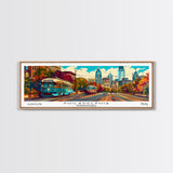 Philadelphia Pennsylvania Panoramic Painting, Retro Style Framed Canvas Print, Mid Century Modern Wall Art, Pop Art Travel Poster