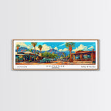 Phoenix Arizona Panoramic Framed Canvas Print, Mid Century Modern Wall Art, Pop Art Home Decor, Retro Style Travel Poster