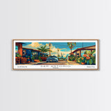 San Antonio Texas Panoramic Wall Art, Mid Century Modern Framed Canvas Print, Retro Pop Art Travel Poster, Home Decor