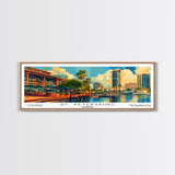 St. Petersburg Florida Panoramic Painting, Mid Century Modern Framed Canvas Print, Retro Pop Art Travel Poster, Wall Art, Home Decor