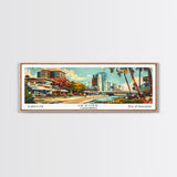 Irvine California Panoramic Wall Art, Mid Century Modern Framed Canvas Print, Retro Pop Art Travel Poster, Home Decor, Living Room Art, Office Wall Hanging