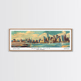 Jersey City New Jersey Panoramic Painting, Mid Century Modern Framed Canvas Print, Retro Pop Art Travel Poster, Wall Art, Home Decor, Office Wall Art, Living Room Decor