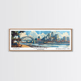 Memphis Tennessee Panoramic Wall Art, Mid Century Modern Framed Canvas Print, Retro Pop Art Travel Poster, Home Decor, Office Art, Gift Idea, Living Room Wall Hanging