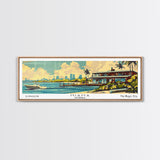 Miami Florida Panoramic Wall Art, Mid Century Modern Framed Canvas Print, Retro Pop Art Travel Poster, Home Decor, Office Art, Living Room Wall Hanging, Gift Idea