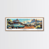 Phoenix Arizona Panoramic Painting, Retro Style Framed Canvas Print, Mid Century Modern Art, Pop Art Travel Poster, Home Office Decor