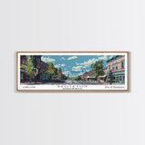 Brockton Massachusetts Panoramic Painting, Mid Century Modern Framed Canvas Print, Retro Pop Art Travel Poster, Home Decor, City Art