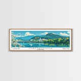 Chattanooga Tennessee Panoramic Painting, Mid Century Modern Framed Canvas Print, Retro Pop Art Travel Poster, Home Decor, City Print