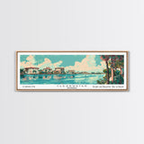 Clearwater Florida Panoramic Painting, Mid Century Modern Framed Canvas Print, Retro Pop Art Travel Poster, Home Decor, City Art