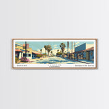 Clovis California Panoramic Wall Art, Mid Century Modern Framed Canvas Print, Retro Pop Art Travel Poster, City Office Decor, Home Art