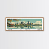 Fort Wayne Indiana Panoramic Art, Mid Century Modern Framed Canvas Print, Retro Pop Art Travel Poster, Home Wall Decor