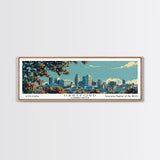 Hartford Connecticut Panoramic Painting, Mid Century Modern Framed Canvas Print, Retro Pop Art Travel Poster, Home Wall Decor