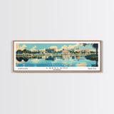 Lakeland Florida Panoramic Painting, Mid Century Modern Framed Canvas Print, Retro Pop Art Travel Poster, Home Wall Decor