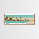 Long Beach California Panoramic Painting, Mid Century Modern Framed Canvas Print, Retro Pop Art Travel Poster, Office Decor