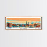 Lowell Mississippi Panoramic Painting, Mid Century Modern Framed Canvas Print, Retro Pop Art Travel Poster, Office Wall Art