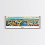 Meridian Idaho Panoramic Painting, Mid Century Modern Framed Canvas Print, Retro Pop Art Travel Poster, Home Decor