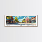 Meridian Idaho Panoramic Painting, Mid Century Modern Framed Canvas Print, Retro Pop Art Travel Poster, Home Decor