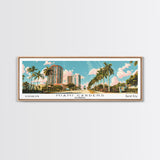 Miami Gardens Florida Panoramic Painting, Mid Century Modern Framed Canvas Print, Retro Pop Art Travel Poster, Home Wall Decor