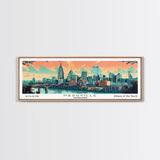 Nashville Tennessee Panoramic Wall Art, Mid Century Modern Framed Canvas Print, Retro Pop Art Travel Poster, Home Wall Decor