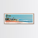 Oceanside California Panoramic Wall Art, Mid Century Modern Framed Canvas Print, Retro Pop Art Travel Poster, City Art, Office Wall Decor, Living Room Art